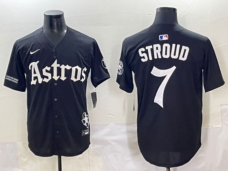 Men 2025 Houston Astros 7 Stroud Black Five generations Joint Name Nike MLB Jersey style 13